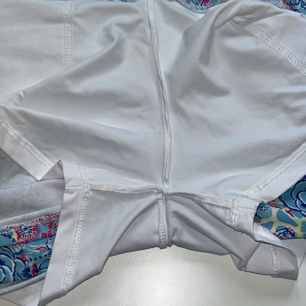 Rejane Monetti Skort Skirt Stretch Blue Pink Floral Resort Pickleball Golf M - Picture 3 of 8